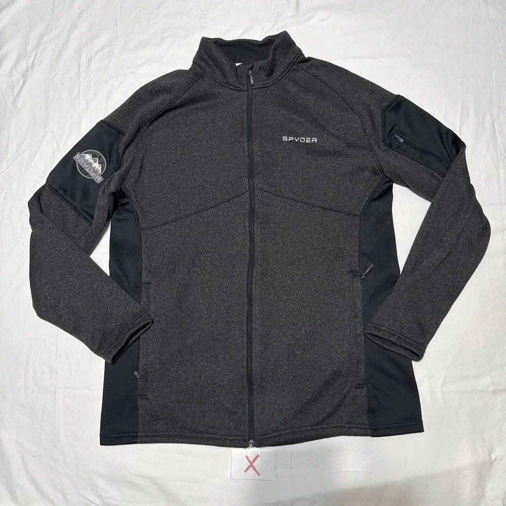 Spyder Zip Up Jacket Men's Size XL Gray Fleece Sweater Sweatshirt Activewear